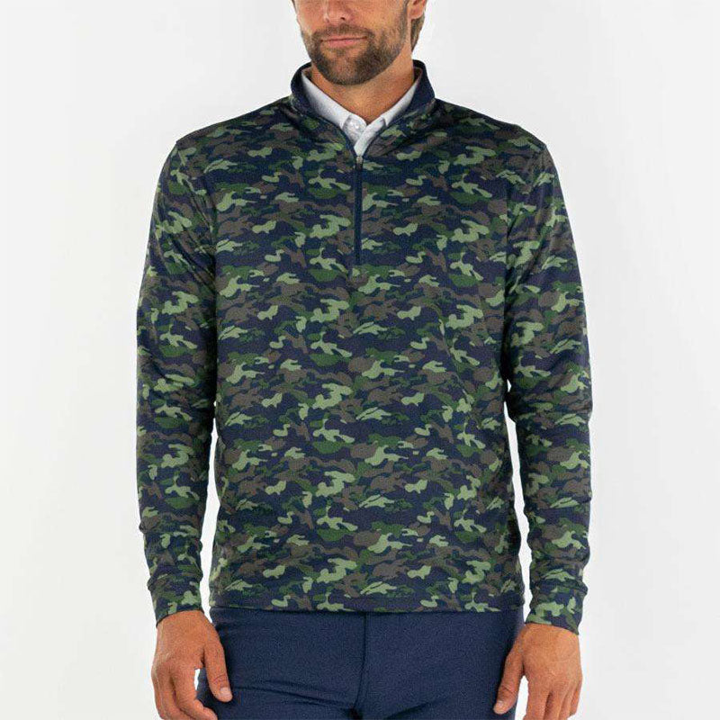 Custom camo 1 4 zip pullover in 340gsm Tonal Printed Fabric