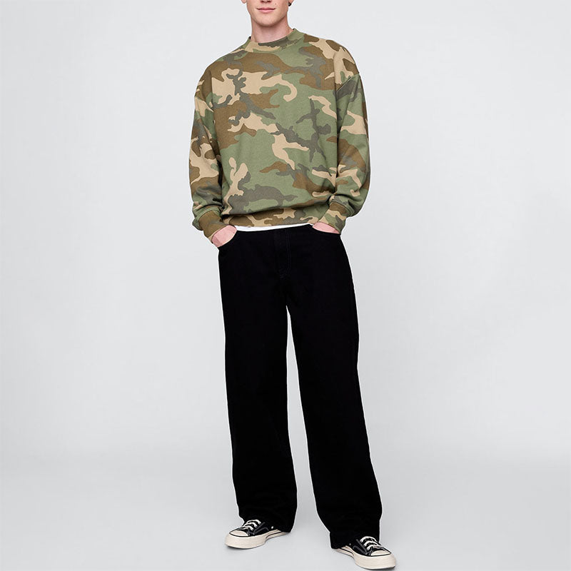 Custom Loose Fit Camo Crewneck Sweatshirt Manufacturer