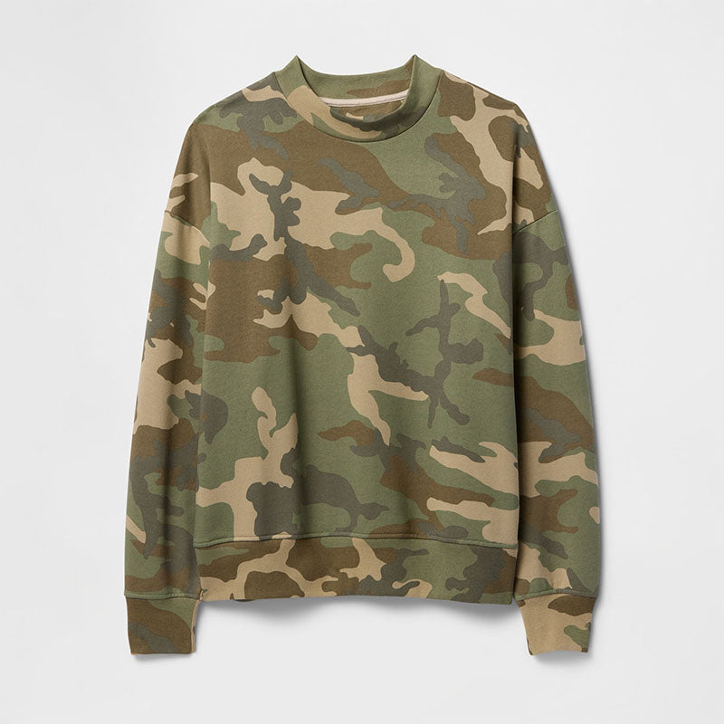 Custom Loose Fit Camo Crewneck Sweatshirt Manufacturer