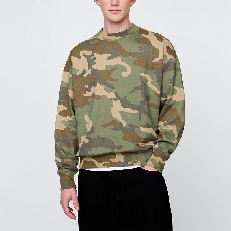 Custom Loose Fit Camo Crewneck Sweatshirt Manufacturer