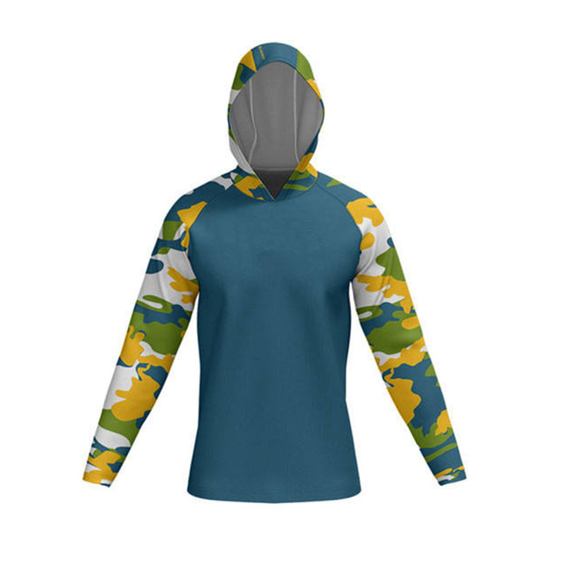 Custom Camo Golf Hoodie with Printed Raglan Sleeves for Private Label