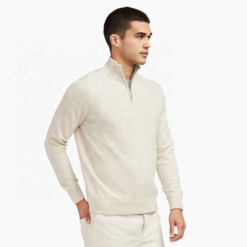 Custom Cashmere 1/4 Zip Pullover Sweater for Men OEM Service