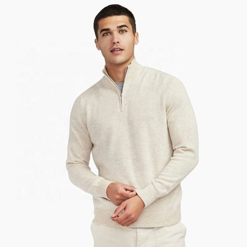 Custom Cashmere 1/4 Zip Pullover Sweater for Men OEM Service