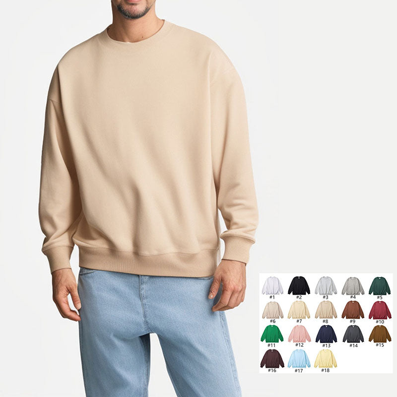 Custom Crewneck Sweaters in Solid 330g Cotton-Rich Loose Fit