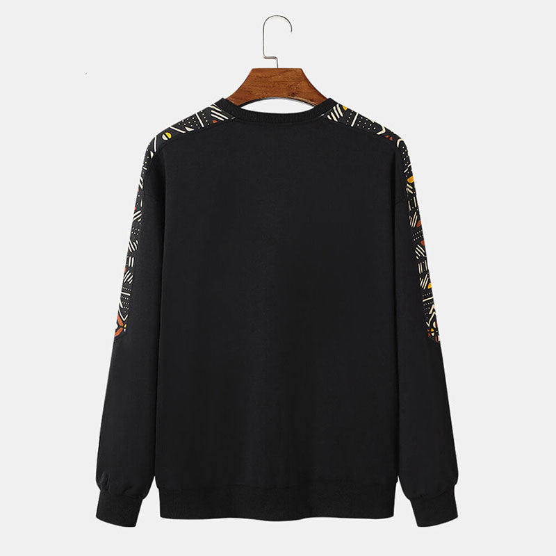 Custom Crewnecks for Men with Printed Shoulder Panels in Cotton Fleece