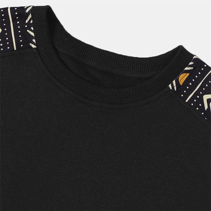 Custom Crewnecks for Men with Printed Shoulder Panels in Cotton Fleece