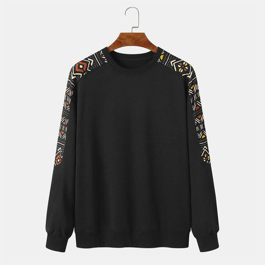 Custom Crewnecks for Men with Printed Shoulder Panels in Cotton Fleece
