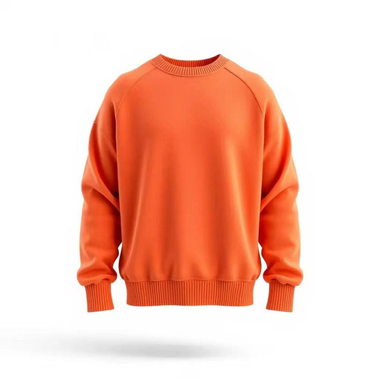 Custom Cute Crewnecks in Bright Orange Cotton Fleece Loose Fit