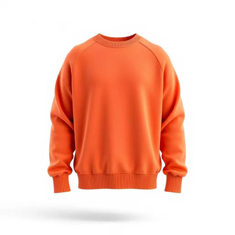 Custom Cute Crewnecks in Bright Orange Cotton Fleece Loose Fit