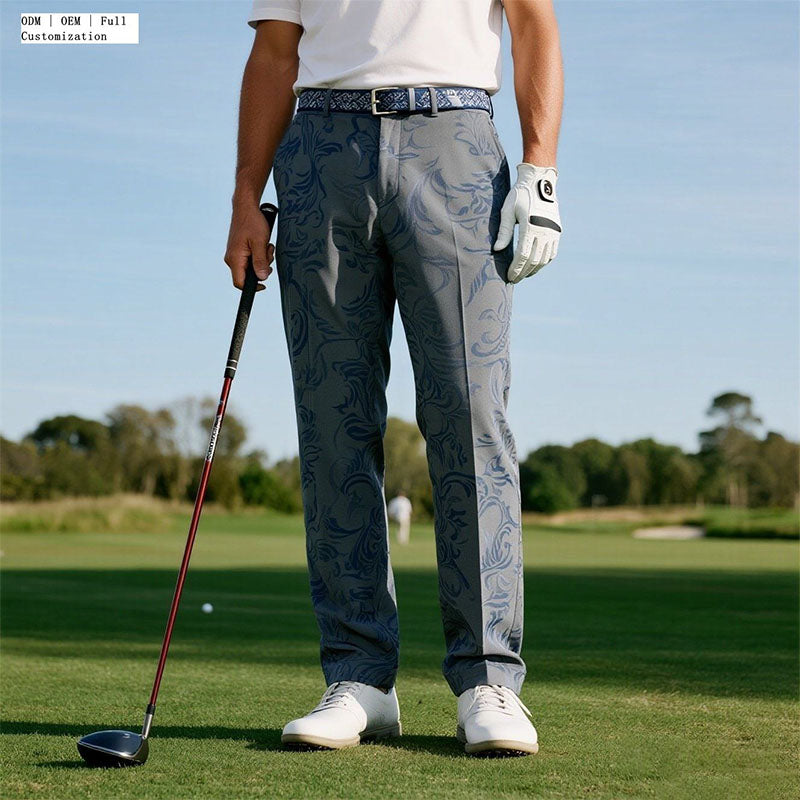 Custom Five Pocket Golf Pants with Tonal Print for Men