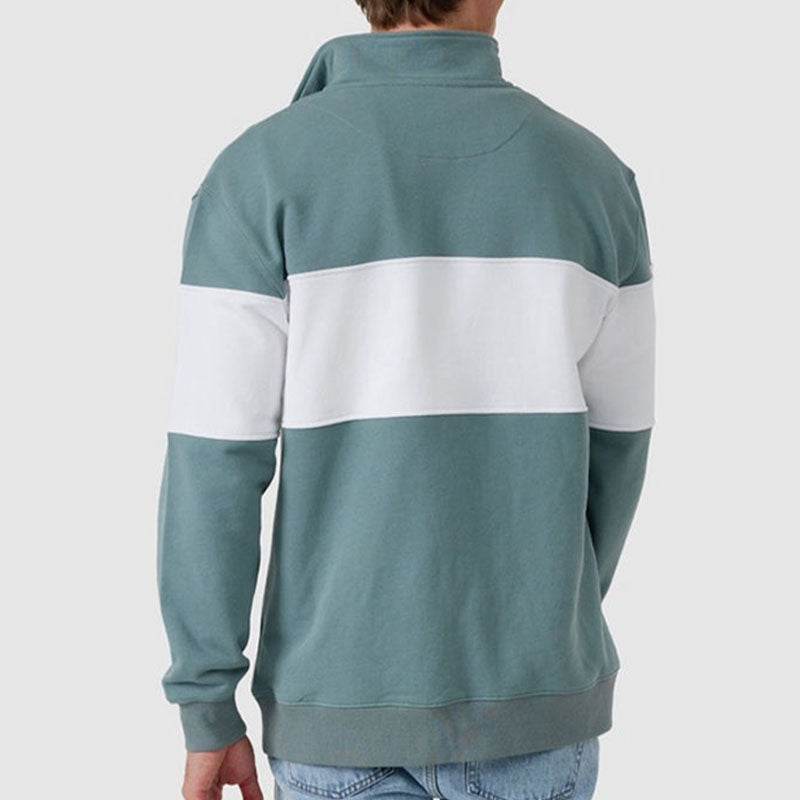 Custom fuzzy 1 4 zip pullover mens with Wide Color-Block Panel