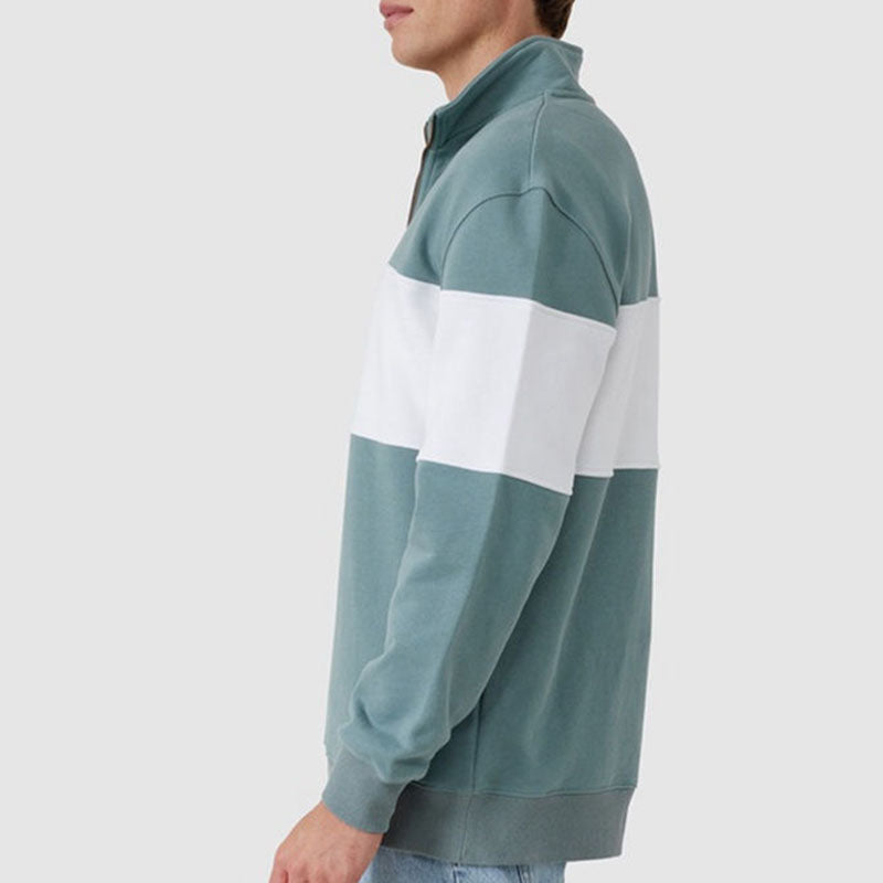 Custom fuzzy 1 4 zip pullover mens with Wide Color-Block Panel