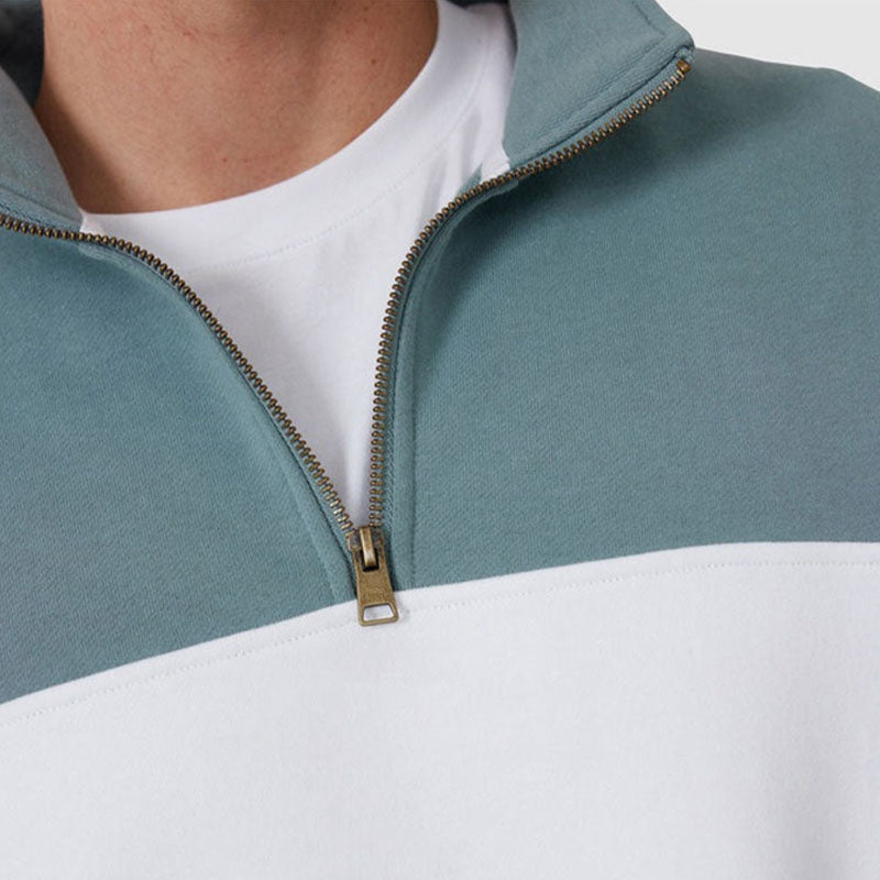 Custom fuzzy 1 4 zip pullover mens with Wide Color-Block Panel