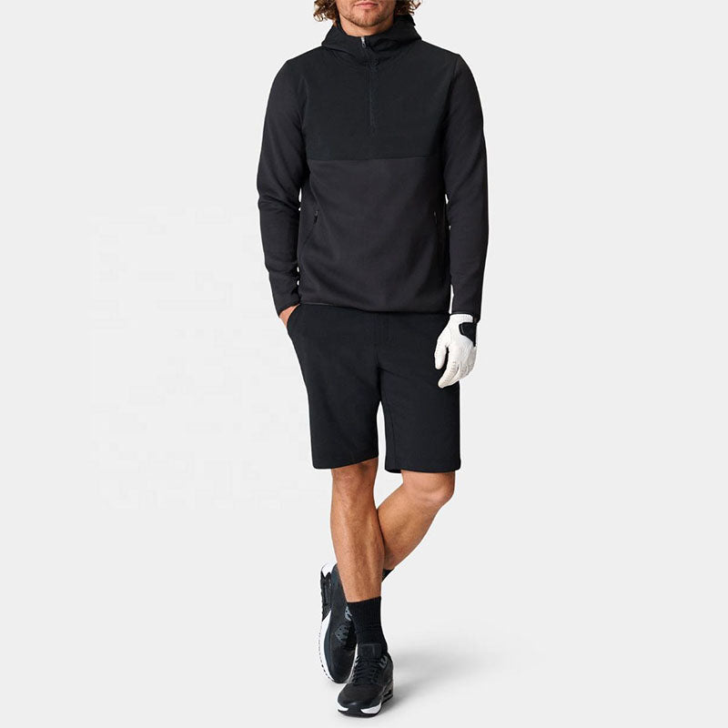 Custom Golf Hoodie Black with Concealed Zip Pockets
