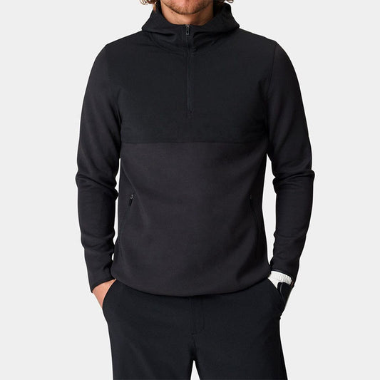 Custom Golf Hoodie Black with Concealed Zip Pockets