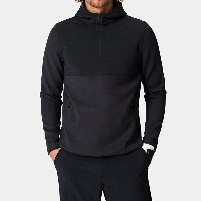 Custom Golf Hoodie Black with Concealed Zip Pockets