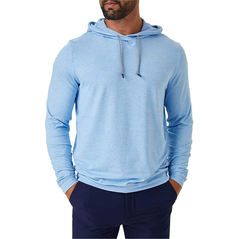 Custom Golf Hoodie Blue in Nylon-Spandex Stretch Knit for Private Label