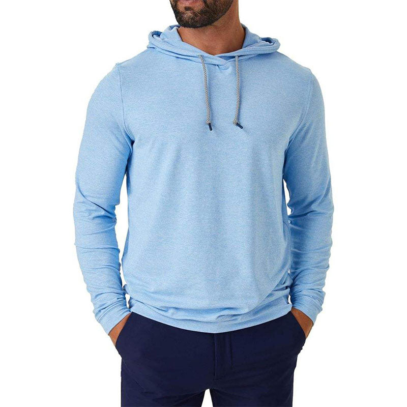 Custom Golf Hoodie Blue in Nylon-Spandex Stretch Knit for Private Label