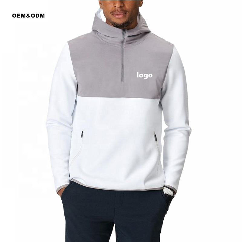 Custom Golf Hoodie Men Quarter-Zip with Windproof Color-Block Panels