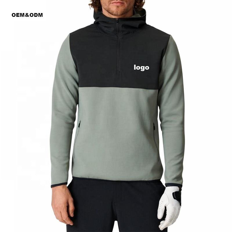 Custom Golf Hoodie Men Quarter-Zip with Windproof Color-Block Panels
