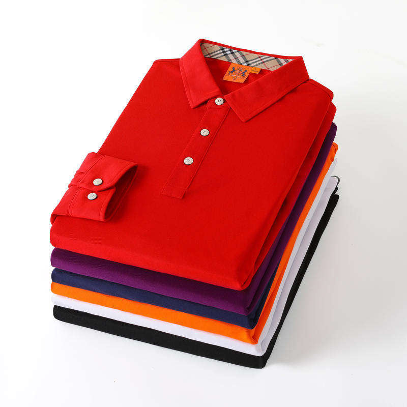 Custom Golf Polo Long Sleeve with Plaid Collar and Placket Trim