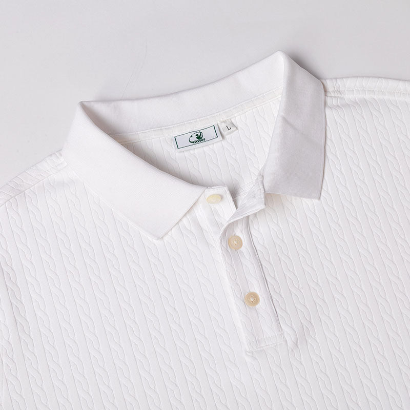 Custom Golf Polo Shirts Mens with Cable-Textured Design