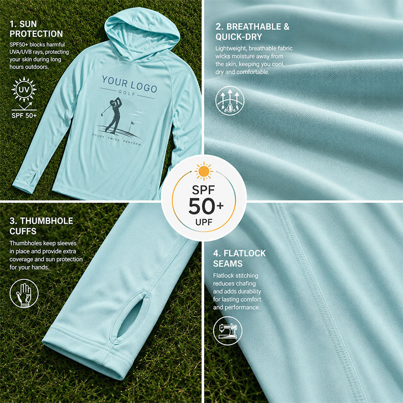 Custom 180 GSM Graphic Golf Hoodie with Thumbhole Sleeves