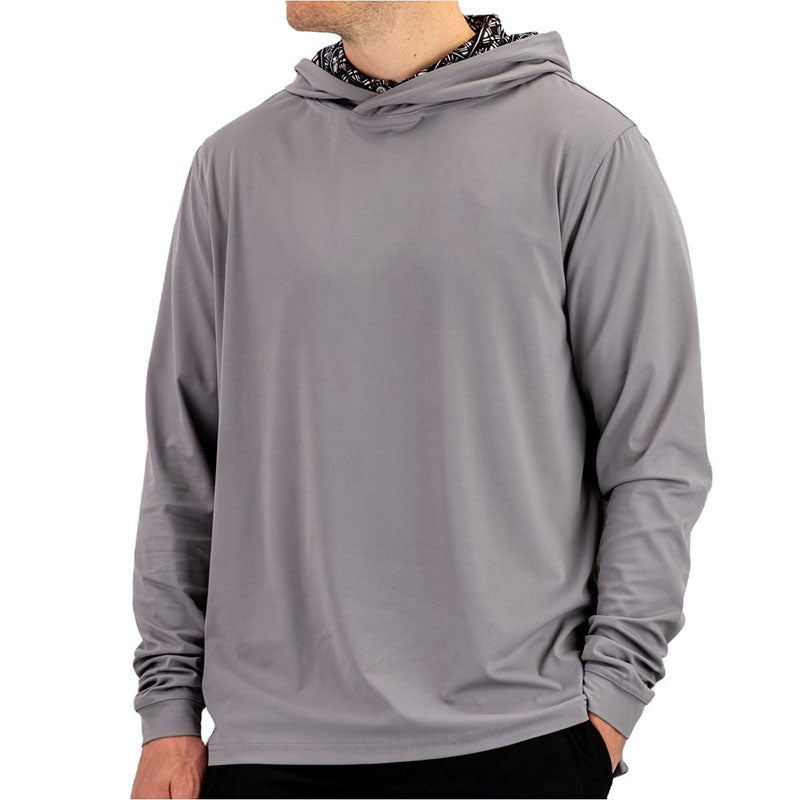 Custom Gray Golf Hoodie with Contrast Printed Hood