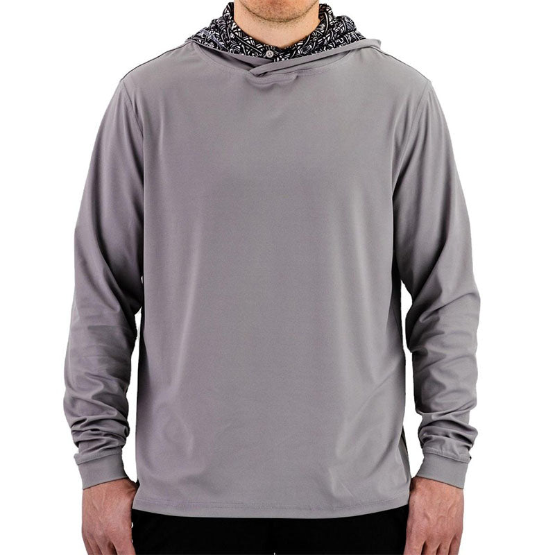Custom Gray Golf Hoodie with Contrast Printed Hood