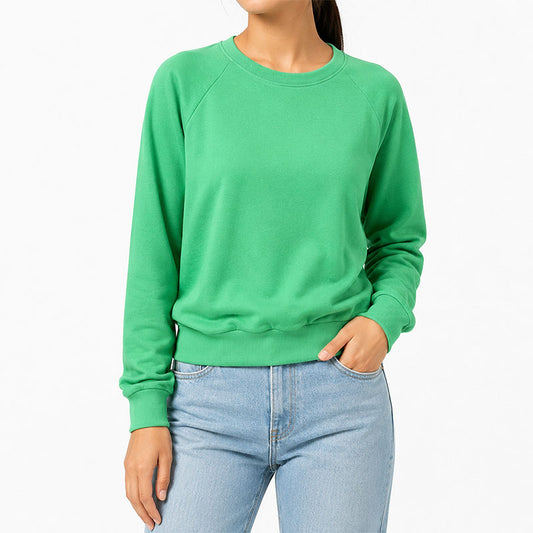 Custom Green Crewneck Sweatshirt in 280 GSM Cotton-Blend Fleece