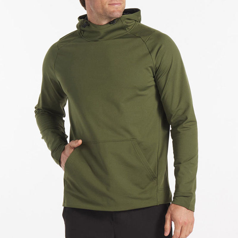 Custom 360 GSM Green Fleece Golf Hoodie with High-Neck Hood