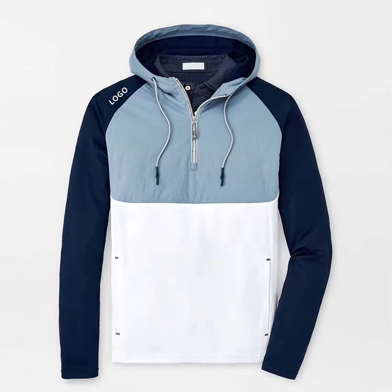 Custom Hybrid Panel Quarter-Zip Golf Hoodie with Fused Chest Overlay