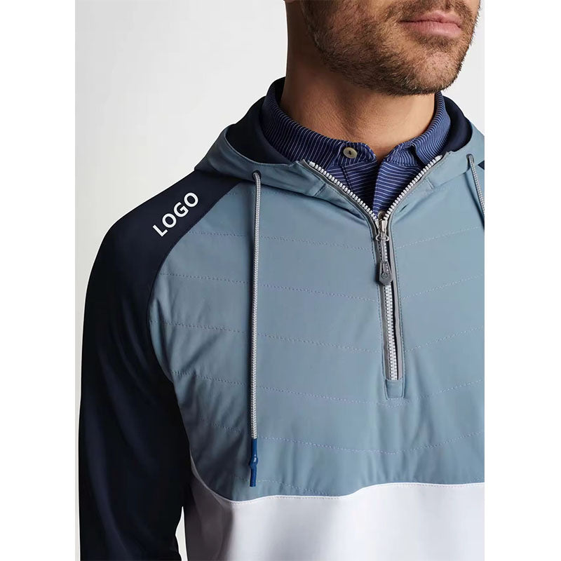 Custom Hybrid Panel Quarter-Zip Golf Hoodie with Fused Chest Overlay