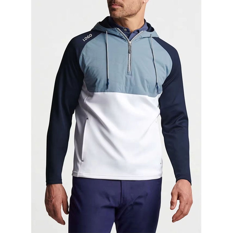 Custom Hybrid Panel Quarter-Zip Golf Hoodie with Fused Chest Overlay