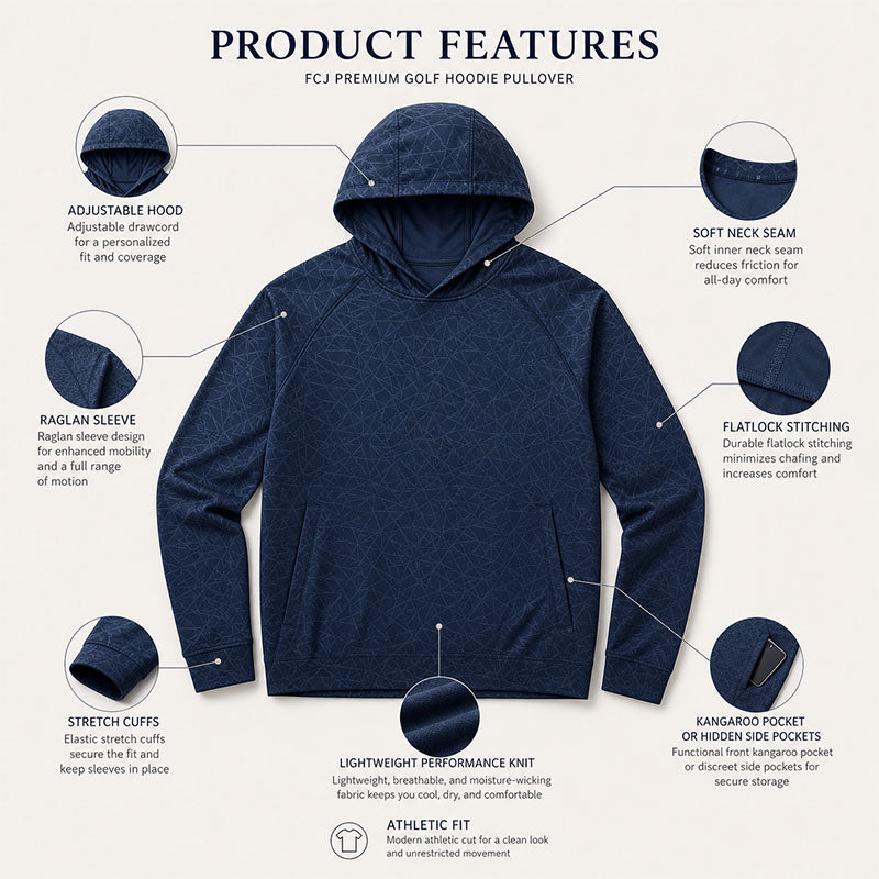 Custom Jacquard Performance Golf Hoodie with Raglan Sleeves