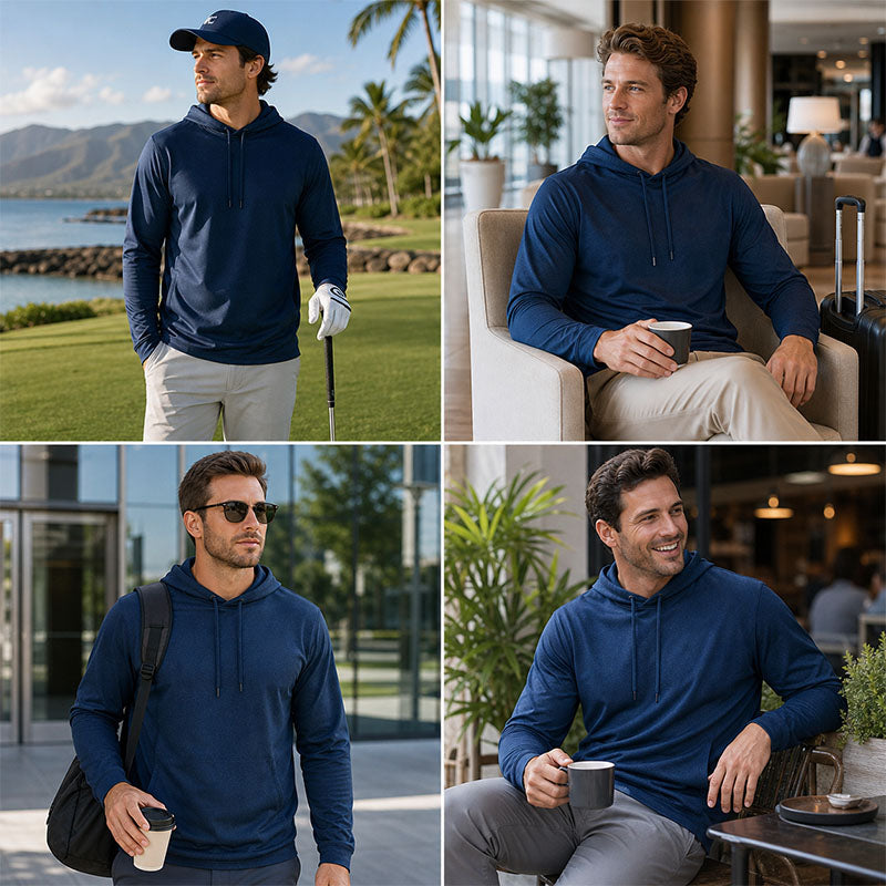 Custom Jacquard Performance Golf Hoodie with Raglan Sleeves