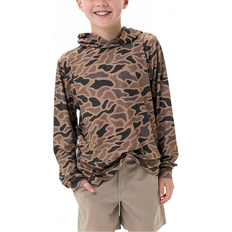 Custom Kids’ Camo Golf Hoodie with UPF Fabric Option