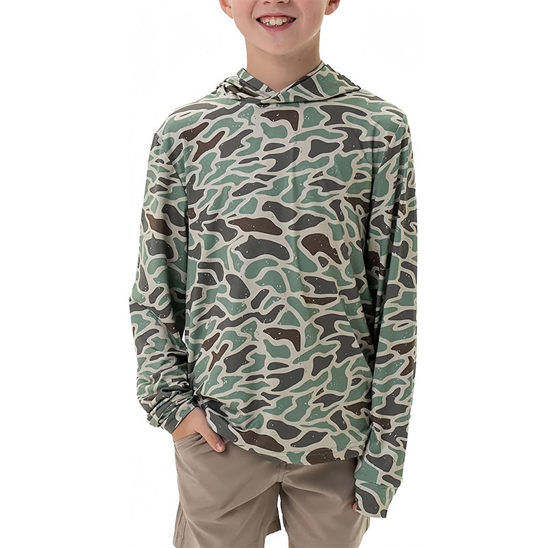 Custom Kids’ Camo Golf Hoodie with UPF Fabric Option