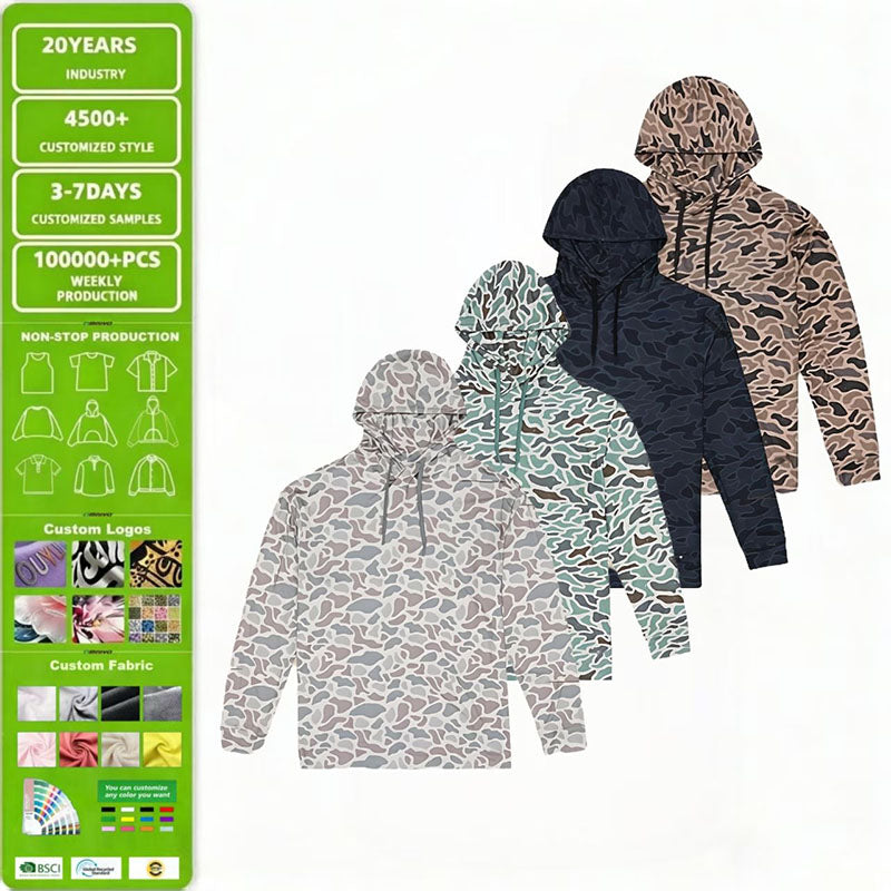 Custom Kids’ Camo Golf Hoodie with UPF Fabric Option