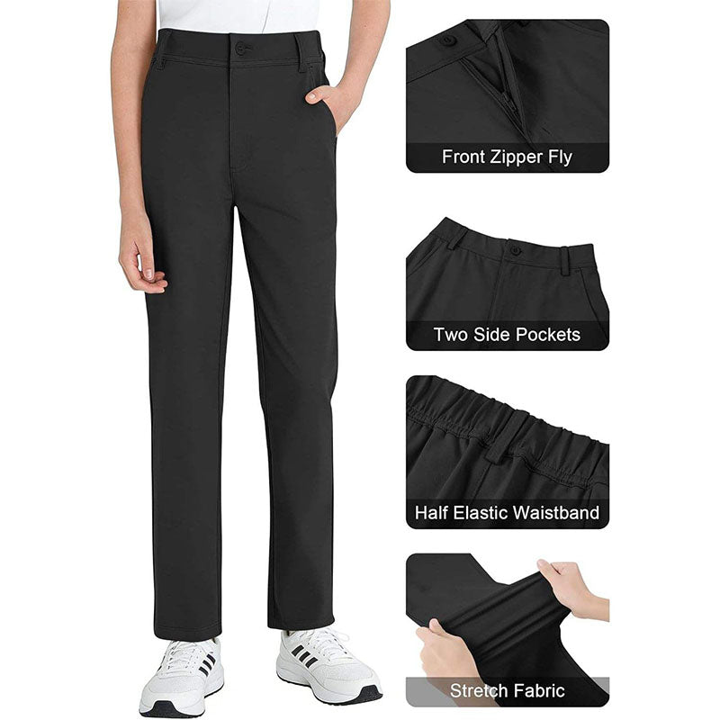 Custom Kids Golf Pants with Lightweight Quick-Dry Stretch Fabric