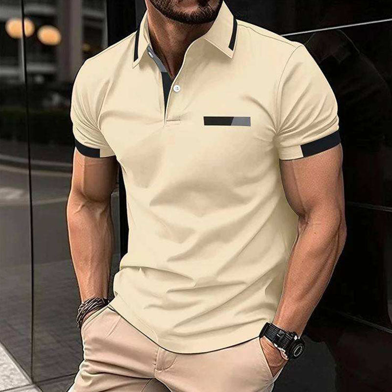 Custom Light Blue Golf Polo with Contrast Collar and Cuffs