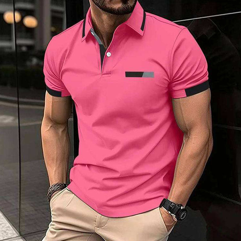 Custom Light Blue Golf Polo with Contrast Collar and Cuffs