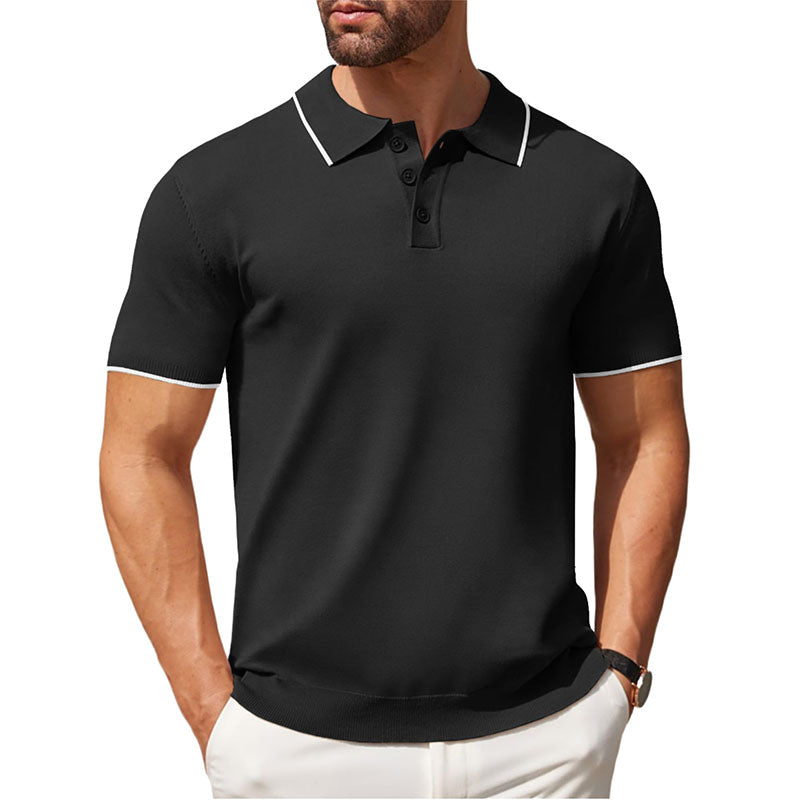 Custom Light Blue Golf Polo with Contrast Collar and Cuffs