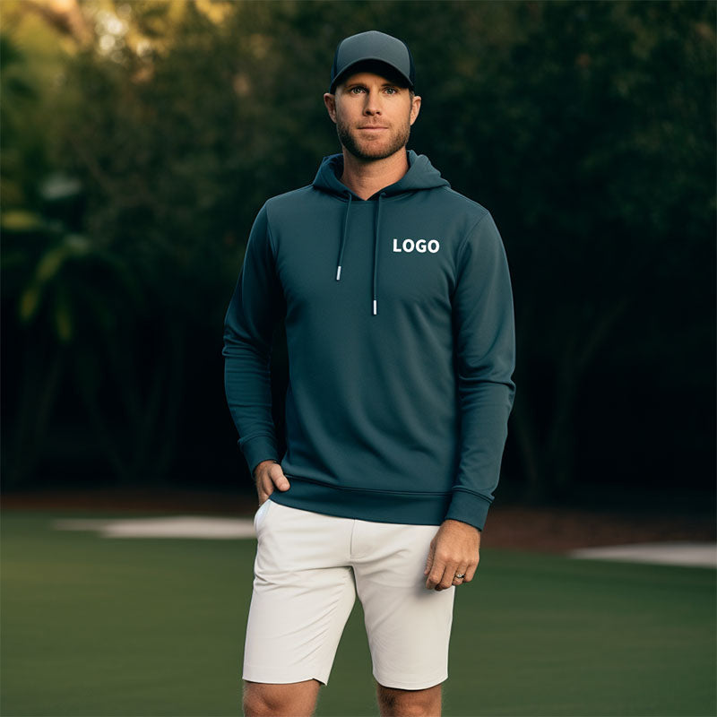 Custom Men’s Lightweight Quarter-Zip Golf Hoodie in 250 GSM Knit