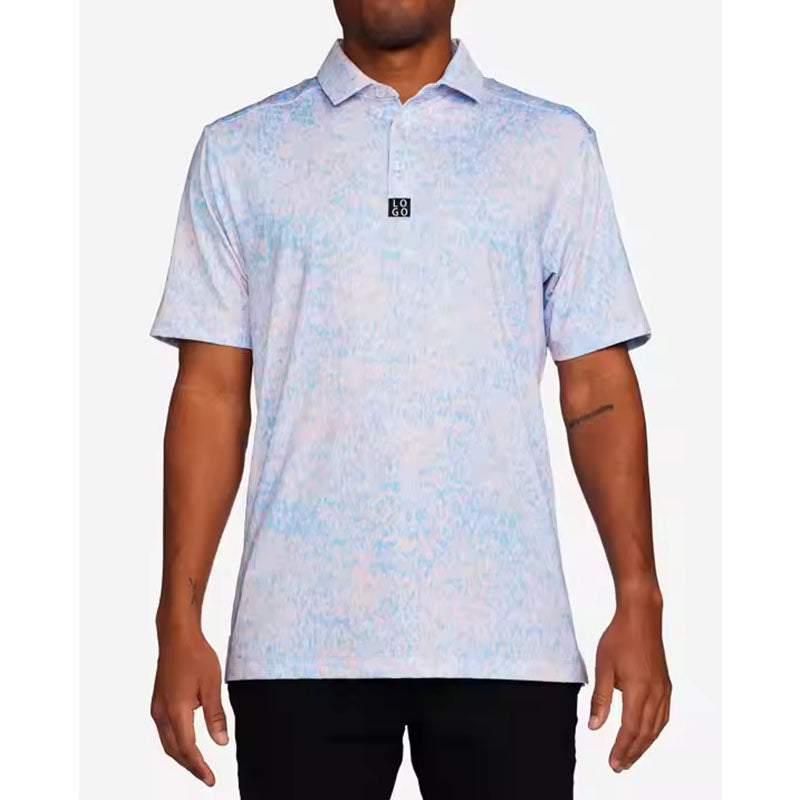 Custom Men Golf Polo with Pastel Abstract Print