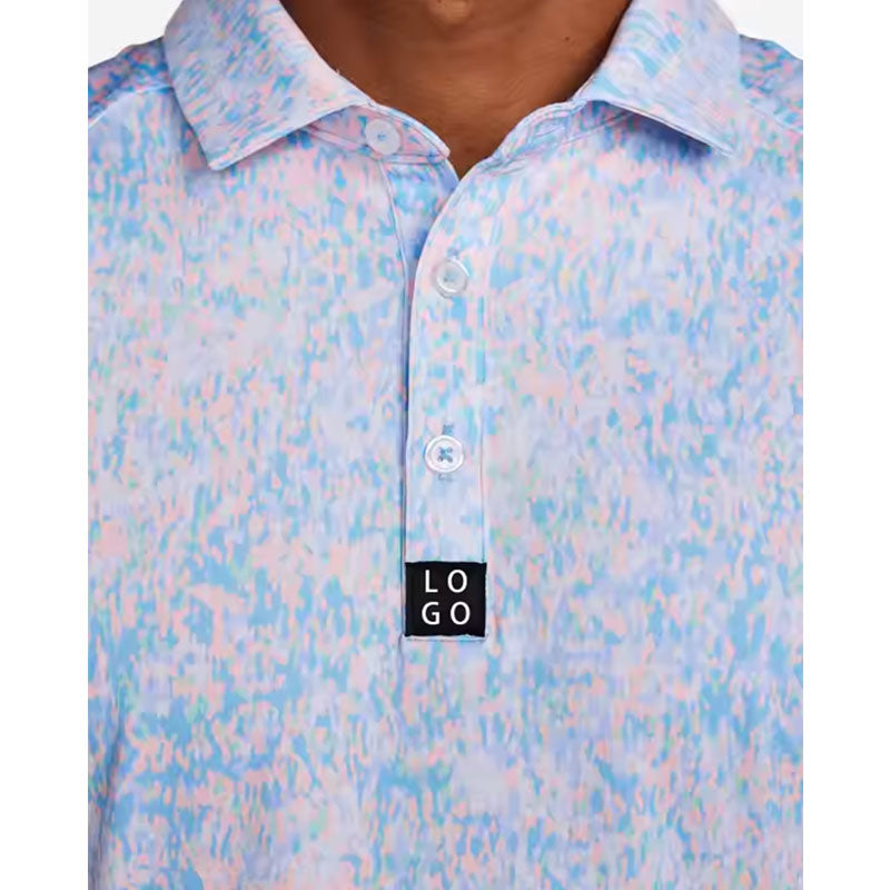 Custom Men Golf Polo with Pastel Abstract Print