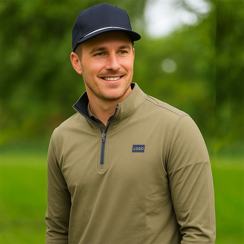 Custom Men’s 1/4 Zip Fleece Sweatshirt Regular Fit Pullover with Logo
