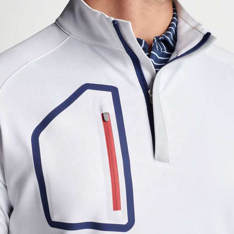 Custom mens 1/4 zip golf pullover with Contrast Zip Chest Pocket