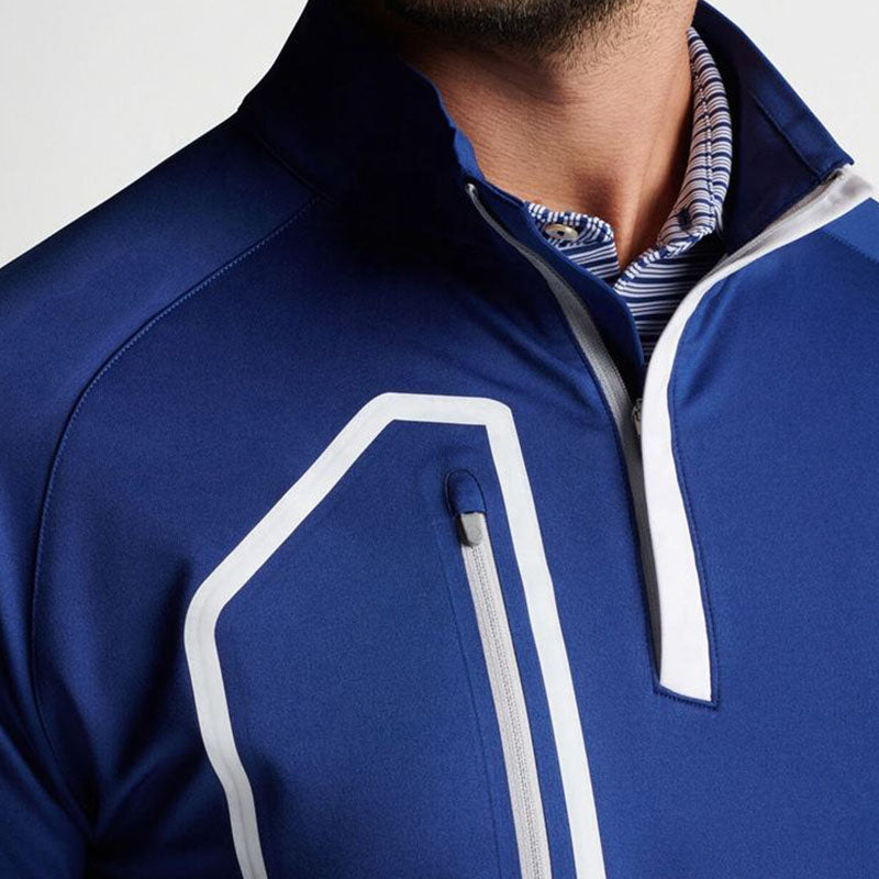 Custom mens 1/4 zip golf pullover with Contrast Zip Chest Pocket