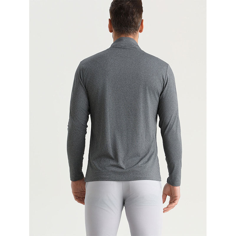 Custom mens 1/4 zip pullover sweaterr in Charcoal Stretch Jersey